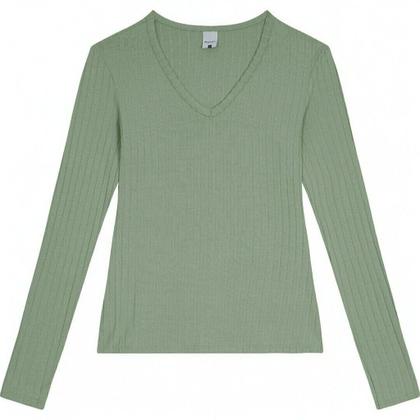 Imagem de Blusa Básica Canelada De Viscose Malwee Gola V Ref.121239