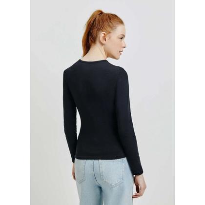 Imagem de Blusa Básica Feminina Manga Longa Com Elastano - Preto Hering