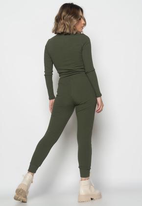 Imagem de Blusa Básica Manga Longa e Gola Redonda Canelada Verde Salvatore