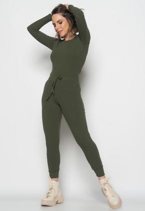 Imagem de Blusa Básica Manga Longa e Gola Redonda Canelada Verde Salvatore