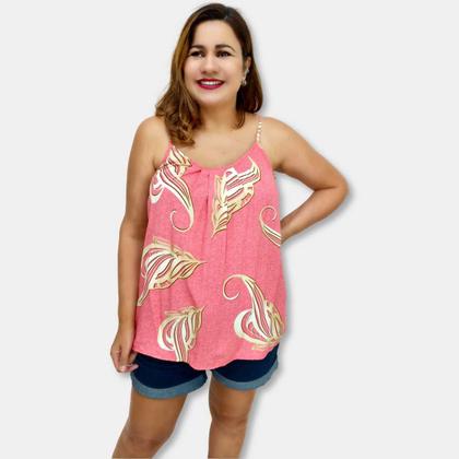 Imagem de Blusa Bata Alça Com Regulagem Viscose Estampada Gg Plus Size