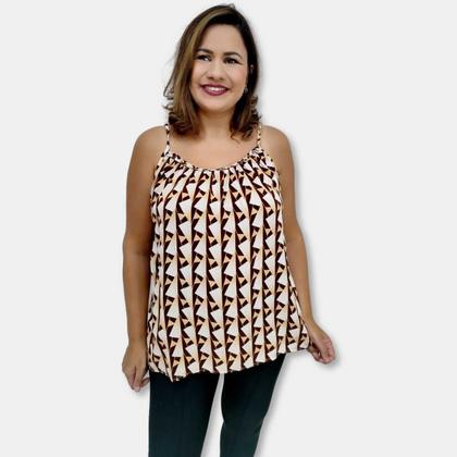 Imagem de Blusa Bata Alça Com Regulagem Viscose Estampada Gg Plus Size