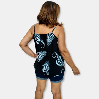 Imagem de Blusa Bata Alça Com Regulagem Viscose Estampada Gg Plus Size