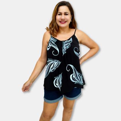 Imagem de Blusa Bata Alça Com Regulagem Viscose Estampada Gg Plus Size