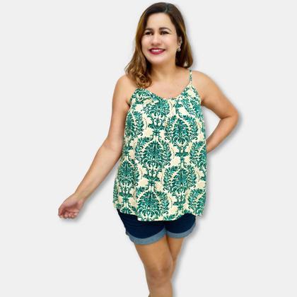 Imagem de Blusa Bata Alça Com Regulagem Viscose Estampada Gg Plus Size