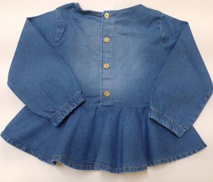 Imagem de Blusa Bata Jeans Estonado Elastano Luxo Infantil Menina 2755