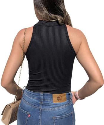 Imagem de Blusa Blusinha Feminina Basica Lisa Gola Alta Com Bojo Manga Curta Atacado - Magazinemds