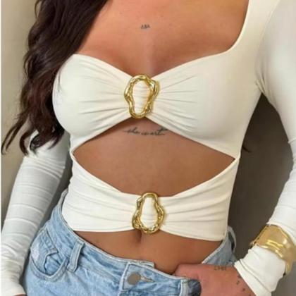 Imagem de Blusa Body Feminino Manga Longa Com Fivela Blogueira Bojo