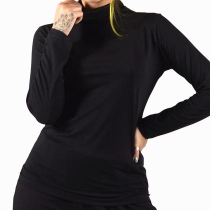 Imagem de Blusa Cacharrel Manga Longa Gola Alta Lisa Basica Feminina