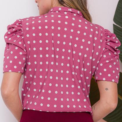 Imagem de Blusa Camisa Evangélica Social Bolinha Poa Com Laço Princesa