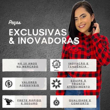 Imagem de Blusa Camisa Xadrez Feminina Manga Longa Festa Junina