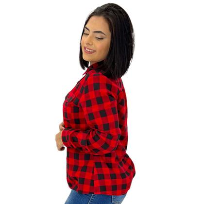 Imagem de Blusa Camisa Xadrez Feminina Manga Longa Festa Junina