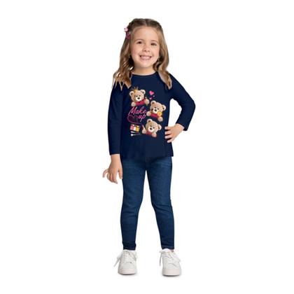 Imagem de Blusa Camiseta Infantil Menina Manga Longa em Cotton Kyly