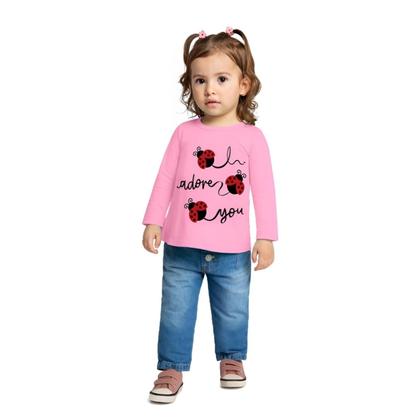 Imagem de Blusa Camiseta Infantil Menina Manga Longa em Meia Malha Joaninha Kyly