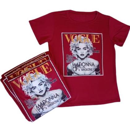 Imagem de Blusa Camiseta Tshirt Feminina Celebridades Viscolycra Vermelho Marsala