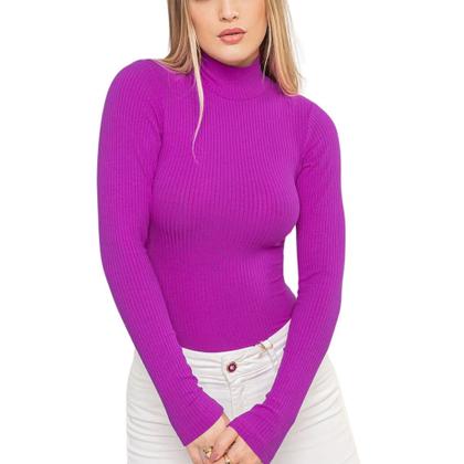 Imagem de Blusa Canelada Colcci Manga Longa Feminina Roxo