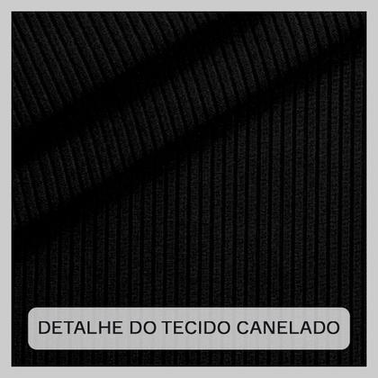 Imagem de Blusa Canelada Gola Alta Manga Alongada 3/4 Casual Elegante Moda Feminina