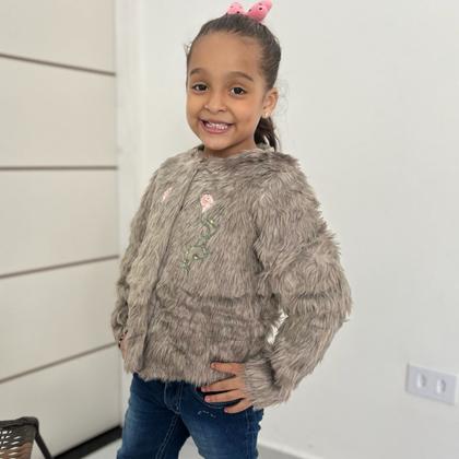 Imagem de Blusa Casaco De Pelinho Menina Infantil Com Botoes Inverno