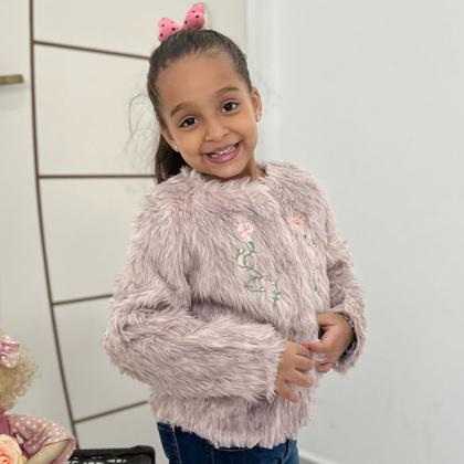 Imagem de Blusa Casaco De Pelinho Menina Infantil Com Botoes Inverno