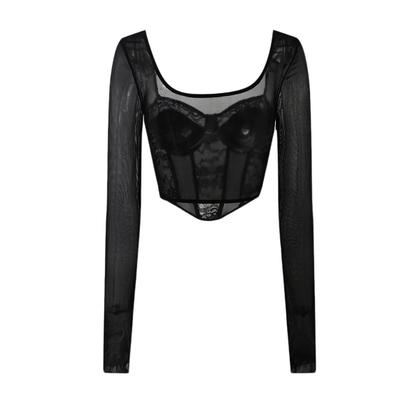 Imagem de Blusa Casual Feminina Preta Com Decote Em V, Top Cropped De Malha, Sexy, Sem Costas, Com Bordado De