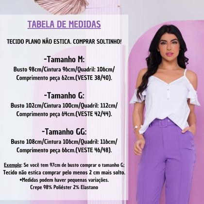 Imagem de Blusa Ciganinha Manga Curta Alça Feminina Decote V Botões Crepe Blusinha Ombros Várias Cores M, G e GG Estilosa