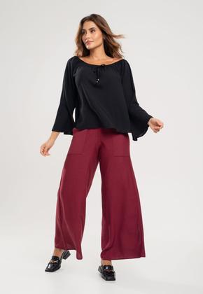 Imagem de Blusa Ciganinha Manga Longa Flare Viscolinho Preto Salvatore