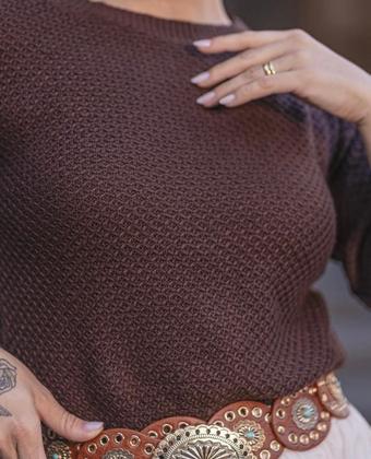 Imagem de Blusa Colmeia Suéter de Tricô Moda Feminina Outono Inverno