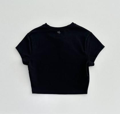 Imagem de Blusa Cropped Authoria Feminina Preta Básica Versátil Casual Conforto Moda Jovem Estilo Fashion Look