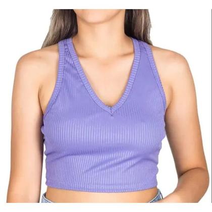 Imagem de Blusa Cropped canelado nadador sem bojo feminino fashion