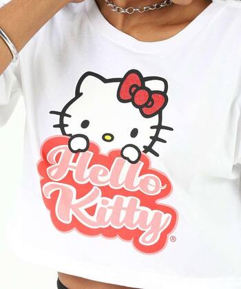 Imagem de Blusa Cropped Feminina Hello Kitty Sanrio Off White-27034