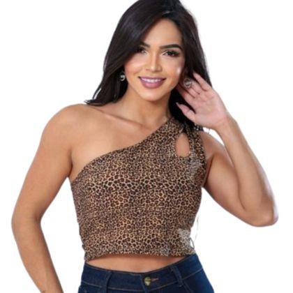 Blusa cropped feminino recorte gota um ombro só regata suplex com bojo moda elegante - Filó Modas Imagem de Blusa cropped feminino recorte gota um ombro só regata suplex com bojo moda elegante