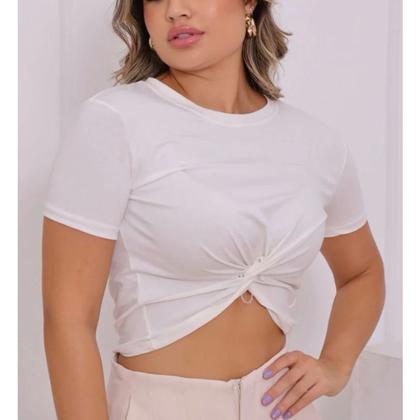 Imagem de Blusa Cropped feminino viscolycra manga curta nozinho fashion