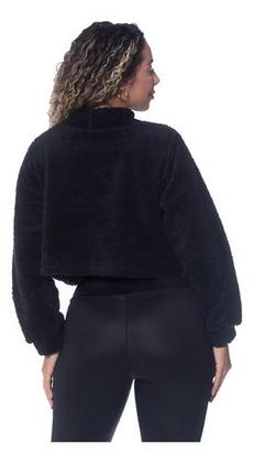 Imagem de Blusa Cropped Manga Longa Teddy Pelinho Gola Alta Preto