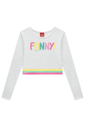 Imagem de Blusa Cropped Menina Manga Longa Meia Malha em Algodão Kyly