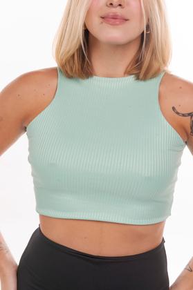 Imagem de Blusa Cropped Modelo Regata Com Decote Arredondado