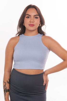 Imagem de Blusa Cropped Modelo Regata Com Decote Arredondado