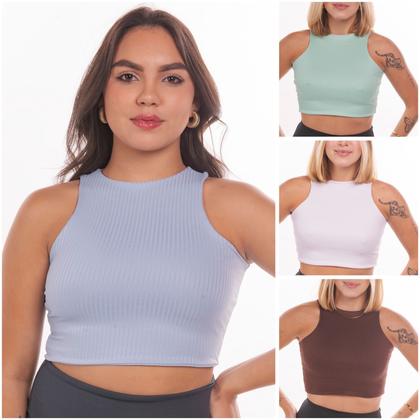 Imagem de Blusa Cropped Modelo Regata Com Decote Arredondado