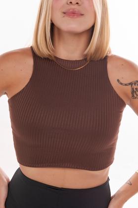 Imagem de Blusa Cropped Modelo Regata Com Decote Arredondado