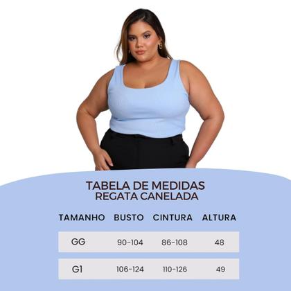Imagem de Blusa Cropped Regata Canelada Feminina Verão Plus Size