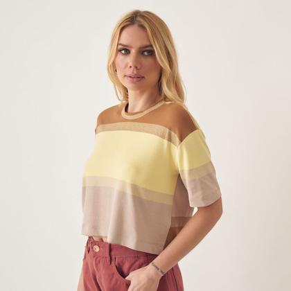 Imagem de Blusa Cropped Tricô Listras Largas