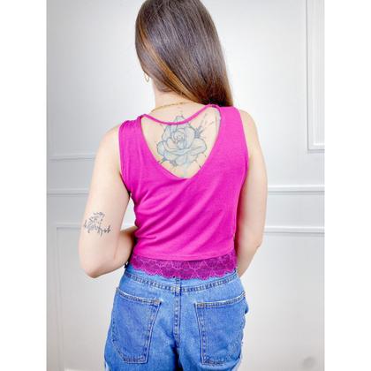 Imagem de Blusa Cropped viscolycra forro renda regata moda gringa feminina