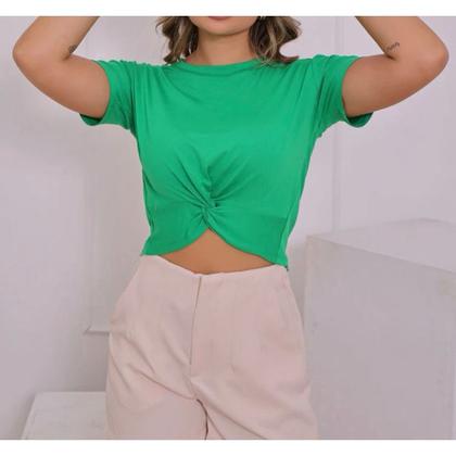 Imagem de Blusa Cropped viscolycra manga curta nozinho feminino