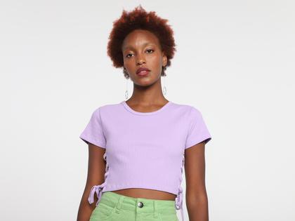 Imagem de Blusa Cropped Vista Magalu Canelada Amarração