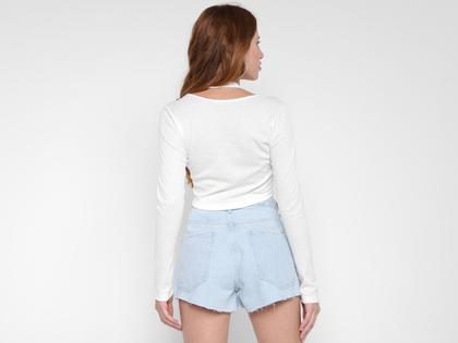 Imagem de Blusa Cropped Vista Magalu Ribana Cut Out Manga Longa