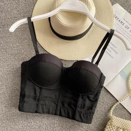 Imagem de Blusa Curta Cropped Corset Top Transparente Lycra Bojo Alça