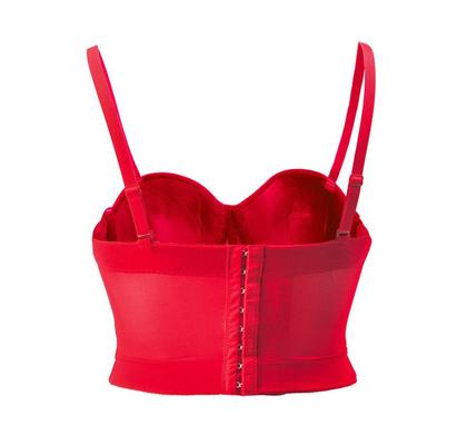 Imagem de Blusa Curta Cropped Corset Top Transparente Lycra Bojo Alça