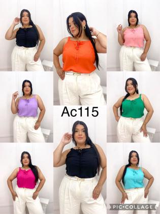 Imagem de Blusa De Alça Lisa Plus Size Minimalista Laço Ajustável