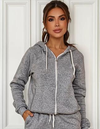 Imagem de Blusa de frio basica com zíper e capuz moletom liso de algodão unissex 