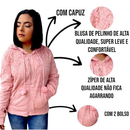 Imagem de Blusa De Frio Feminina Pelinho Casaco Felpudo Insta Top Luxo