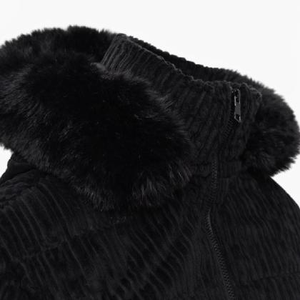 Imagem de Blusa De Frio Jaqueta Feminina Puffer Com Touca Peluciada Capuz Removível